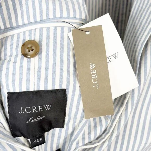 J.Crew Mens Ludlow Slim Fit Unstructured Suit Jacket Seersucker Size 42R L1015 - Picture 10 of 13